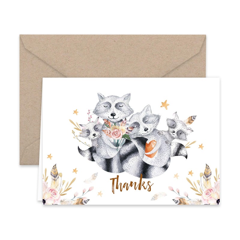 Paper Frenzy Woodland Animals Thank You Note Cards and Kraft Envelopes 24 pack - Image 2